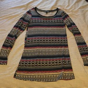 Multicolor Patterned Sweater Dress